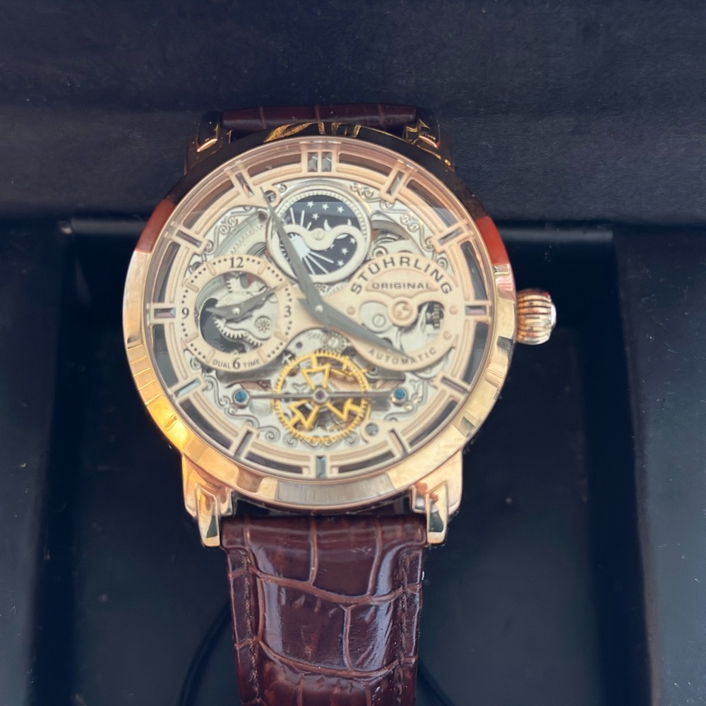 Stuhrling Original Gold and Brown Watch
